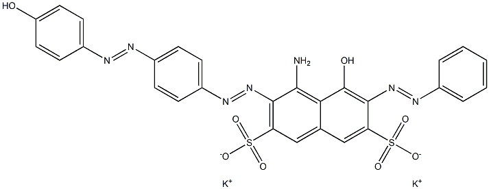 4-Amino-5-hydroxy-3-[p-(p-hydroxyphenylazo)phenylazo]-6-(phenylazo)-2,7-naphthalenedisulfonic acid dipotassium salt 结构式