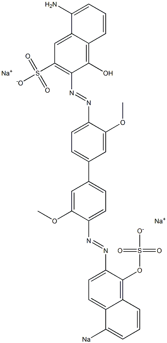 8-Amino-4-hydroxy-3-[[4'-[(1-hydroxy-5-sodiosulfo-2-naphthalenyl)azo]-3,3'-dimethoxy-1,1'-biphenyl-4-yl]azo]naphthalene-2-sulfonic acid sodium salt 结构式