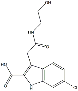 6-Chloro-3-[(2-hydroxyethyl)carbamoylmethyl]-1H-indole-2-carboxylic acid 结构式