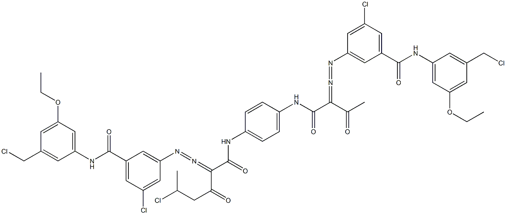 3,3'-[2-(1-Chloroethyl)-1,4-phenylenebis[iminocarbonyl(acetylmethylene)azo]]bis[N-[3-(chloromethyl)-5-ethoxyphenyl]-5-chlorobenzamide] 结构式