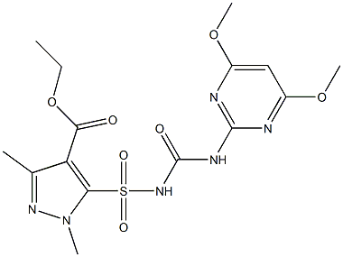 1,3-Dimethyl-5-[[3-(4,6-dimethoxypyrimidin-2-yl)ureido]sulfonyl]-1H-pyrazole-4-carboxylic acid ethyl ester 结构式