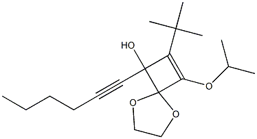 8-Isopropyloxy-7-tert-butyl-6-(1-hexynyl)-1,4-dioxaspiro[4.3]oct-7-en-6-ol 结构式