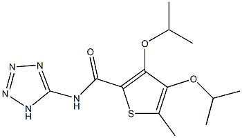 3,4-Bis(isopropyloxy)-5-methyl-N-(1H-tetrazol-5-yl)thiophene-2-carboxamide 结构式