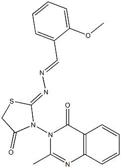 2-Methoxybenzaldehyde [3-[(3,4-dihydro-2-methyl-4-oxoquinazolin)-3-yl]-4-oxothiazolidin-2-ylidene]hydrazone 结构式