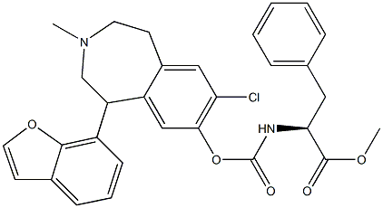 [(S)-1-Methoxycarbonyl-2-phenylethyl]carbamic acid [(7-chloro-3-methyl-1-(benzofuran-7-yl)-2,3,4,5-tetrahydro-1H-3-benzazepin)-8-yl] ester 结构式