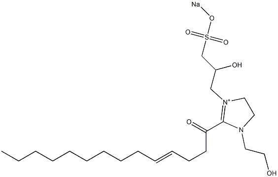 1-(2-Hydroxyethyl)-3-[2-hydroxy-3-(sodiooxysulfonyl)propyl]-2-(4-tetradecenoyl)-2-imidazoline-3-ium 结构式