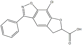 8-Chloro-5,6-dihydro-3-phenylfuro[3,2-f]-1,2-benzisoxazole-6-carboxylic acid 结构式