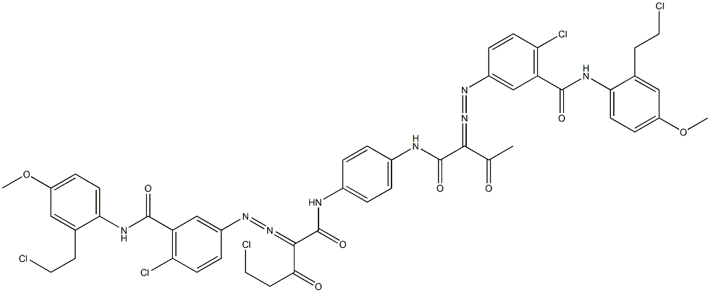 3,3'-[2-(Chloromethyl)-1,4-phenylenebis[iminocarbonyl(acetylmethylene)azo]]bis[N-[2-(2-chloroethyl)-4-methoxyphenyl]-6-chlorobenzamide] 结构式