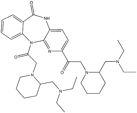11,2-Bis[[2-(diethylaminomethyl)-1-piperidinyl]acetyl]-11H-pyrido[2,3-b][1,4]benzodiazepin-6(5H)-one 结构式