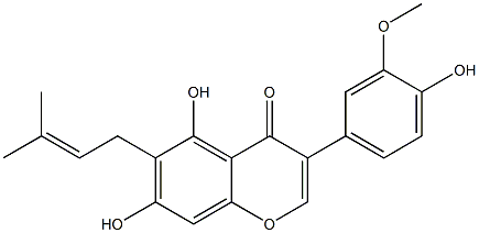 3-(3-Methoxy-4-hydroxyphenyl)-5,7-dihydroxy-6-(3-methyl-2-butenyl)-4H-1-benzopyran-4-one 结构式