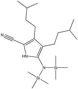 5-[Bis(trimethylsilyl)amino]-3,4-diisopentyl-1H-pyrrole-2-carbonitrile 结构式