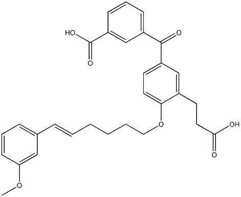 5-(3-Carboxybenzoyl)-2-[(E)-6-(3-methoxyphenyl)-5-hexenyloxy]benzenepropanoic acid 结构式