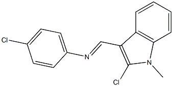 2-Chloro-1-methyl-3-[[(4-chlorophenyl)imino]methyl]-1H-indole 结构式