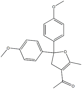 3-Acetyl-4,5-dihydro-2-methyl-5,5-bis(4-methoxyphenyl)furan 结构式