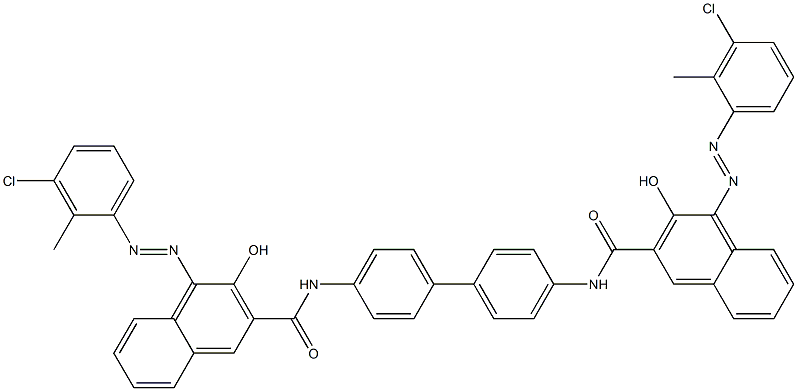 N,N'-(1,1'-Biphenyl-4,4'-diyl)bis[4-[(3-chloro-2-methylphenyl)azo]-3-hydroxy-2-naphthalenecarboxamide] 结构式