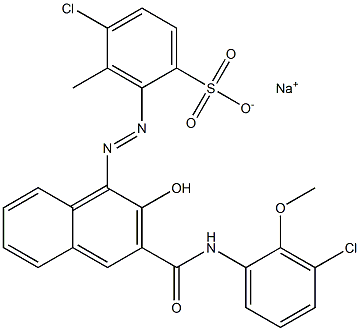 4-Chloro-3-methyl-2-[[3-[[(3-chloro-2-methoxyphenyl)amino]carbonyl]-2-hydroxy-1-naphtyl]azo]benzenesulfonic acid sodium salt 结构式