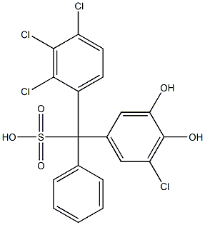 (5-Chloro-3,4-dihydroxyphenyl)(2,3,4-trichlorophenyl)phenylmethanesulfonic acid 结构式