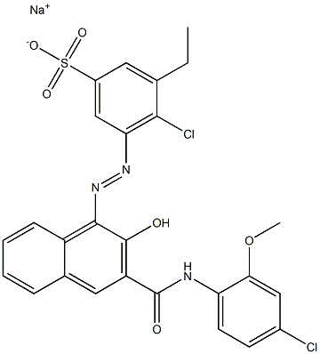 4-Chloro-3-ethyl-5-[[3-[[(4-chloro-2-methoxyphenyl)amino]carbonyl]-2-hydroxy-1-naphtyl]azo]benzenesulfonic acid sodium salt 结构式