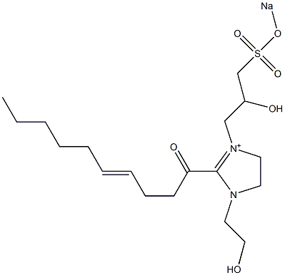 1-(2-Hydroxyethyl)-3-[2-hydroxy-3-(sodiooxysulfonyl)propyl]-2-(4-decenoyl)-2-imidazoline-3-ium 结构式