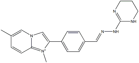 1,6-Dimethyl-2-[4-[2-[(1,4,5,6-tetrahydropyrimidin)-2-yl]hydrazonomethyl]phenyl]imidazo[1,2-a]pyridin-1-ium 结构式