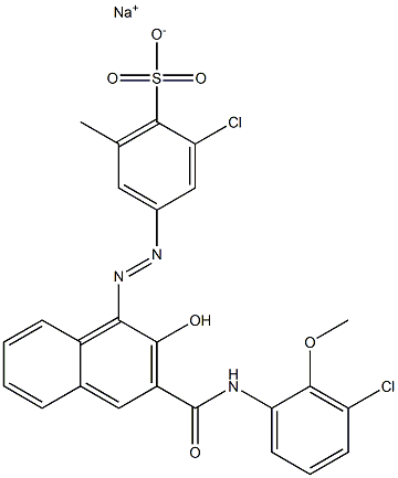 2-Chloro-6-methyl-4-[[3-[[(3-chloro-2-methoxyphenyl)amino]carbonyl]-2-hydroxy-1-naphtyl]azo]benzenesulfonic acid sodium salt 结构式