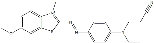 2-[p-(N-Ethyl-2-cyanoethylamino)phenylazo]-3-methyl-6-methoxybenzothiazol-3-ium 结构式