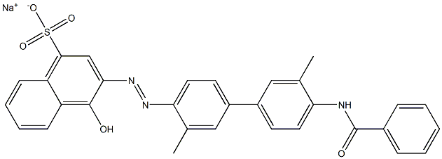 4-Hydroxy-3-[(4'-benzoylamino-3,3'-dimethyl-1,1'-biphenyl-4-yl)azo]naphthalene-1-sulfonic acid sodium salt 结构式