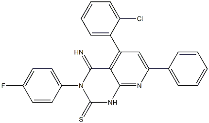 3,4-Dihydro-3-(4-fluorophenyl)-4-imino-5-(2-chlorophenyl)-7-phenylpyrido[2,3-d]pyrimidine-2(1H)-thione 结构式