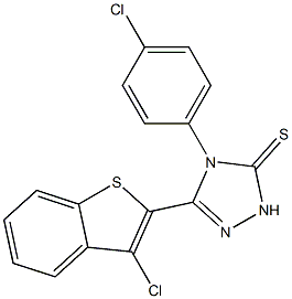 3-(3-Chlorobenzo[b]thiophen-2-yl)-4-(4-chlorophenyl)-1H-1,2,4-triazole-5(4H)-thione 结构式