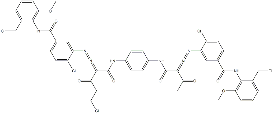 3,3'-[2-(Chloromethyl)-1,4-phenylenebis[iminocarbonyl(acetylmethylene)azo]]bis[N-[2-(chloromethyl)-6-methoxyphenyl]-4-chlorobenzamide] 结构式