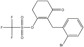 2-(2-Bromobenzyl)-3-(trifluoromethylsulfonyloxy)-2-cyclohexen-1-one 结构式