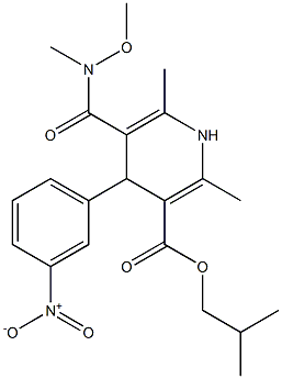 2,6-Dimethyl-4-(3-nitrophenyl)-5-[[methyl(methoxy)amino]carbonyl]-1,4-dihydropyridine-3-carboxylic acid 2-methylpropyl ester 结构式