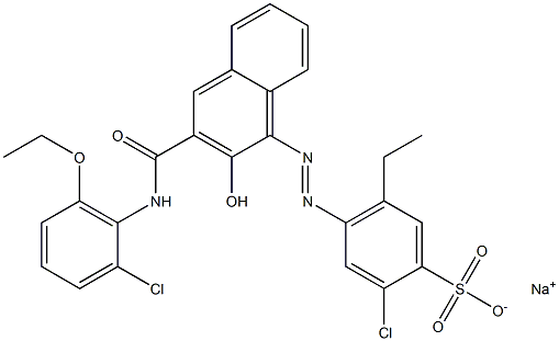 2-Chloro-5-ethyl-4-[[3-[[(2-chloro-6-ethoxyphenyl)amino]carbonyl]-2-hydroxy-1-naphtyl]azo]benzenesulfonic acid sodium salt 结构式