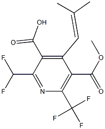 2-(Difluoromethyl)-6-(trifluoromethyl)-4-(2-methyl-2-methylethenyl)-5-(methoxycarbonyl)pyridine-3-carboxylic acid 结构式