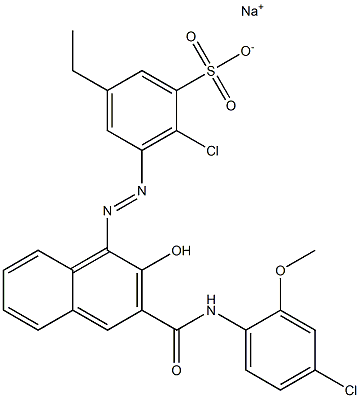 2-Chloro-5-ethyl-3-[[3-[[(4-chloro-2-methoxyphenyl)amino]carbonyl]-2-hydroxy-1-naphtyl]azo]benzenesulfonic acid sodium salt 结构式