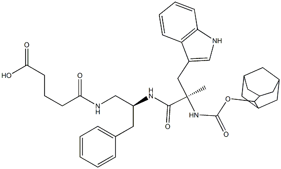 5-[[(2S)-2-[[(2R)-2-(Adamantan-2-yloxycarbonylamino)-3-(1H-indol-3-yl)-2-methylpropanoyl]amino]-3-phenylpropyl]amino]-5-oxovaleric acid 结构式