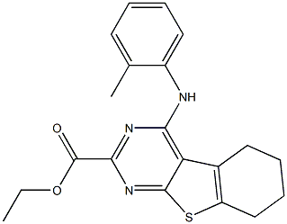 5,6,7,8-Tetrahydro-4-(2-methylphenylamino)[1]benzothieno[2,3-d]pyrimidine-2-carboxylic acid ethyl ester 结构式