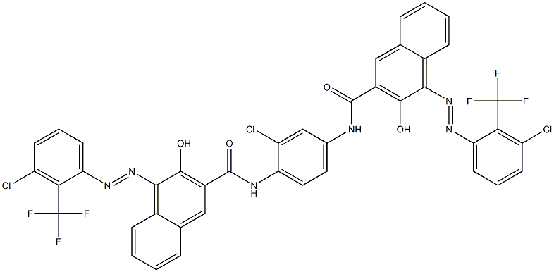 1,4-Bis[1-[[3-chloro-2-(trifluoromethyl)phenyl]azo]-2-hydroxy-3-naphthoylamino]-2-chlorobenzene 结构式