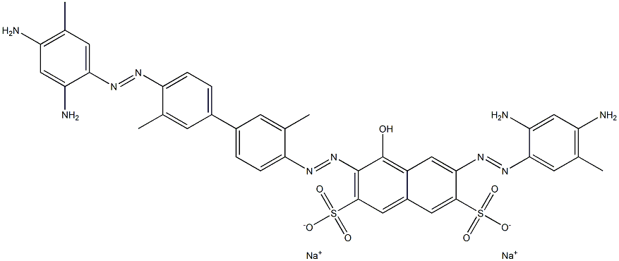 6-[(2,4-Diamino-5-methylphenyl)azo]-3-[[4'-[(2,4-diamino-5-methylphenyl)azo]-3,3'-dimethyl-1,1'-biphenyl-4-yl]azo]-4-hydroxynaphthalene-2,7-disulfonic acid disodium salt 结构式