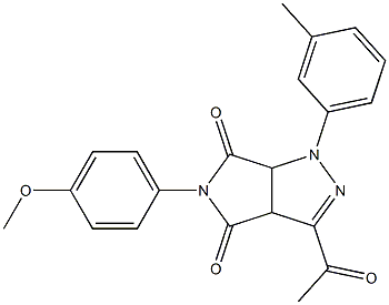 1,3a,4,5,6,6a-Hexahydro-3-acetyl-4,6-dioxo-5-(4-methoxyphenyl)-1-(3-methylphenyl)pyrrolo[3,4-c]pyrazole 结构式