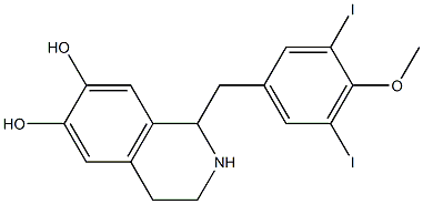 1-(3,5-Diiodo-4-methoxybenzyl)-1,2,3,4-tetrahydroisoquinoline-6,7-diol 结构式