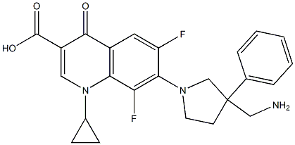 7-[3-[(Amino)methyl]-3-phenylpyrrolizino]-1-cyclopropyl-6,8-difluoro-1,4-dihydro-4-oxo-3-quinolinecarboxylic acid 结构式