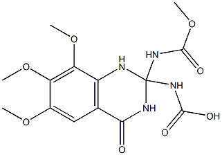 N,N'-[(6-Methoxy-7-methoxy-8-methoxy-4-oxo-1,2,3,4-tetrahydroquinazoline)-2,2-diyl]bis(carbamic acid methyl) ester 结构式