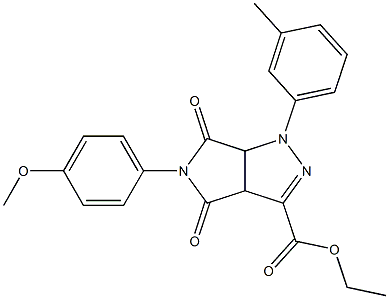 1,3a,4,5,6,6a-Hexahydro-4,6-dioxo-5-(4-methoxyphenyl)-1-(3-methylphenyl)pyrrolo[3,4-c]pyrazole-3-carboxylic acid ethyl ester 结构式