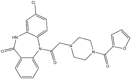 8-Chloro-5-[[4-[(furan-2-yl)carbonyl]piperazin-1-yl]acetyl]-5,10-dihydro-11H-dibenzo[b,e][1,4]diazepin-11-one 结构式