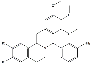 1,2,3,4-Tetrahydro-2-(3-aminobenzyl)-1-(3,4,5-trimethoxybenzyl)isoquinoline-6,7-diol 结构式