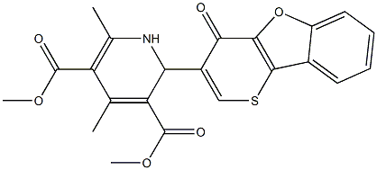 4,6-Dimethyl-2-[4-oxo-4H-thiopyrano[3,2-b]benzofuran-3-yl]-1,2-dihydropyridine-3,5-dicarboxylic acid dimethyl ester 结构式