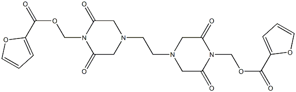 4,4'-Ethylenebis(2,6-dioxopiperazine-1-methanol)bis(2-furancarboxylate) 结构式