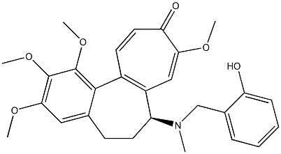 (S)-6,7-Dihydro-7-[(2-hydroxybenzyl)(methyl)amino]-1,2,3,9-tetramethoxybenzo[a]heptalen-10(5H)-one 结构式
