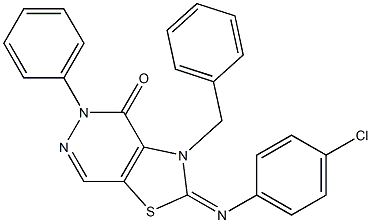 2-(4-Chlorophenylimino)-3-benzyl-5-phenylthiazolo[4,5-d]pyridazin-4(5H)-one 结构式